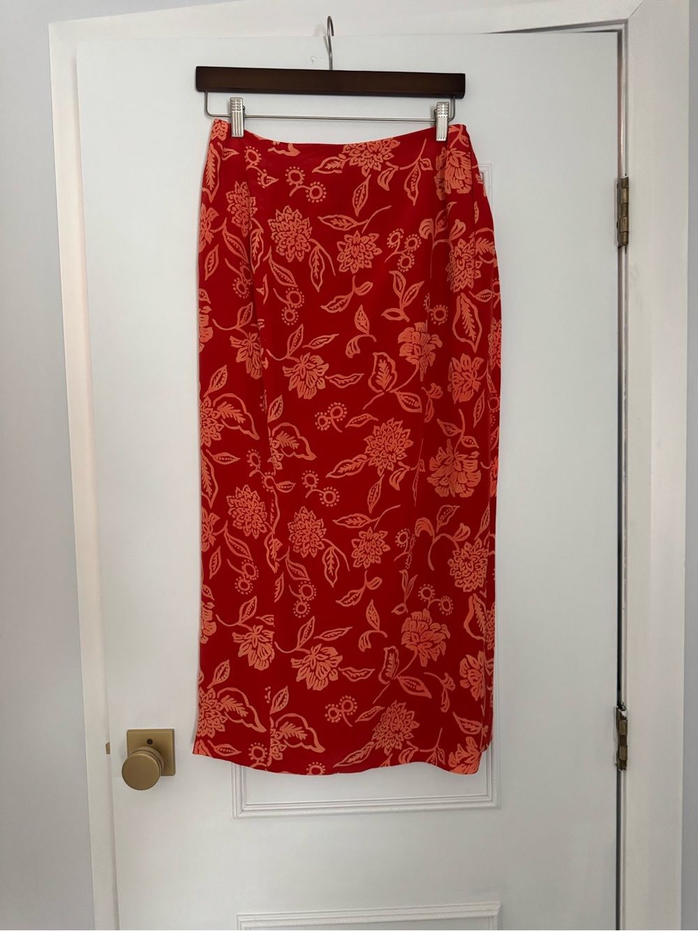 Josephine Chaus Silk Maxi Skirt with Peach Floral Print